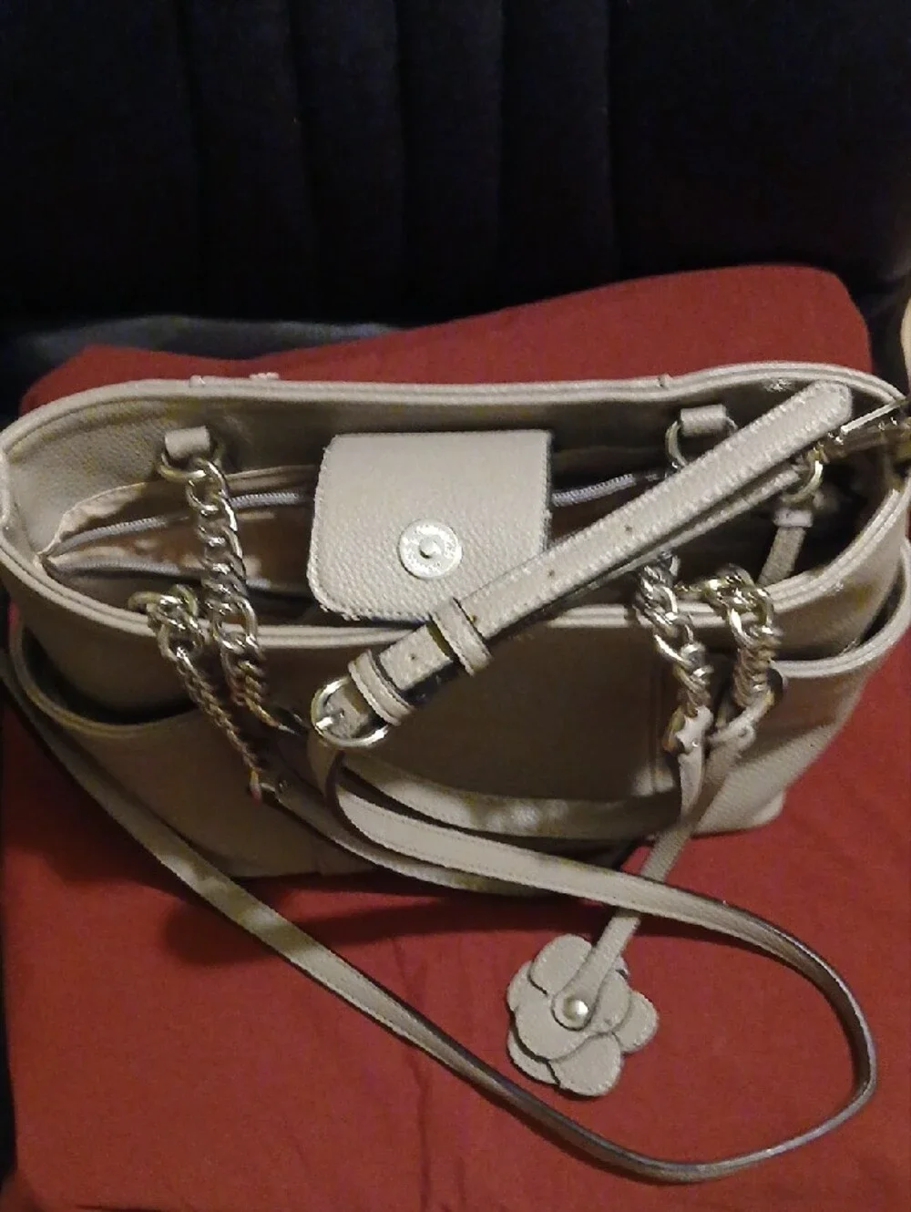 Dana Buchman Taupe  Shoulder Tote with Chain Handles